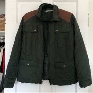 forest green quilted riding jacket